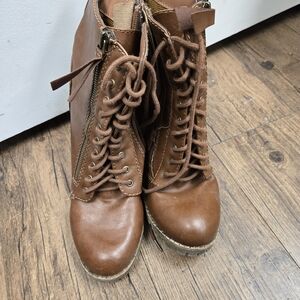 Soda Tan Lace-Up Boots